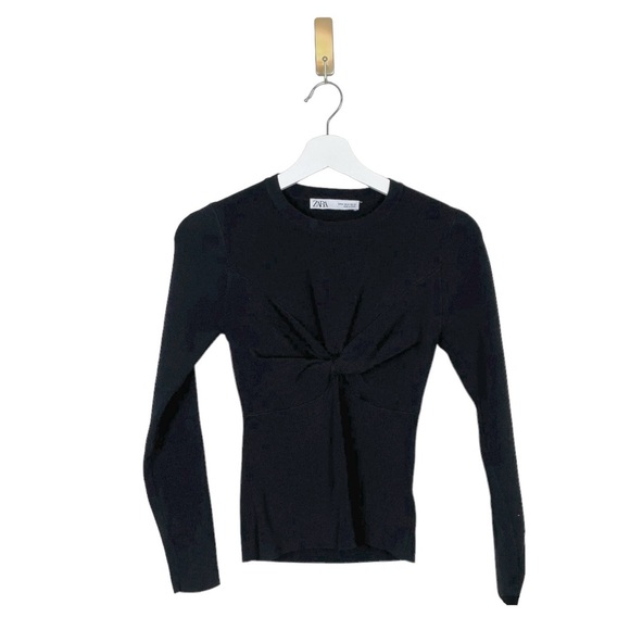 Zara Knot Front Bodycon Long Sleeve Size Medium - Picture 2 of 6